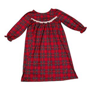 Girls Size XS Size 4/5 Red Plaid Flannel Nightgown RU Sleeping Vintage